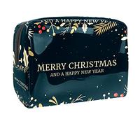 Bolsa de cosméticos para mujer, adorable y espaciosa, impermeable, bolsa de maquillaje, viajes, Navidad, muñeco de nieve, Papá Noel, copo de nieve, sombrero, caramelo, sauce, azul, organizador de