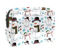 Bolsa de cosméticos para mujer, adorable y espaciosa, impermeable, bolsa de maquillaje, viajes, Navidad, muñeco de nieve, Papá Noel, copo de nieve, sombrero, caramelo, sauce, azul, organizador de