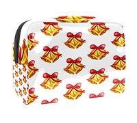 Bolsa de cosméticos para mujer, adorable y espaciosa, impermeable, bolsa de maquillaje, viajes, Navidad, muñeco de nieve, Papá Noel, copo de nieve, sombrero, caramelo, sauce, azul, organizador de