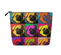 Bolsa de cosméticos para mujer con diseño de perro de perro pop art, adecuada para almacenamiento diario, viajes y viajes de negocios.