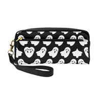 Bolsa de cosméticos para mujer, diseño de fantasma, con dos bolsillos, organizador de accesorios esenciales de belleza diaria, Black, Talla única, Neceser de maquillaje