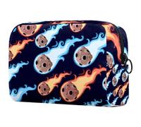 Bolsa de cosméticos para mujer, diseño de meteoritos de lluvia, meteoritos y fuego, bolsa organizadora grande con cremallera, multicolor, 18.5x7.5x13cm/7.3x3x5.1in, Neceser