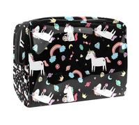 Bolsa de cosméticos para mujer, diseño de unicornio, arcoíris, diamantes y sueños, bolsa de aseo grande de PVC, bolsa organizadora con cremallera, multicolor, 18.5x7.5x13cm/7.3x3x5.1in, Neceser