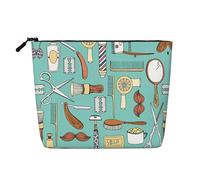 Bolsa de cosméticos para mujer, diseño geométrico de panal de abeja, bolsa de aseo de una sola capa, adecuada para almacenamiento diario, viajes y viajes de negocios., Barbería, Talla única