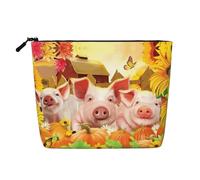 Bolsa de cosméticos para mujer, diseño geométrico de panal de abeja, bolsa de aseo de una sola capa, adecuada para almacenamiento diario, viajes y viajes de negocios., Cerdo animal, Talla única
