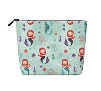 Bolsa de cosméticos para mujer, diseño geométrico de panal de abeja, bolsa de aseo de una sola capa, adecuada para almacenamiento diario, viajes y viajes de negocios., Hermosa sirena, Talla única
