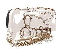 Bolsa de cosméticos para niños, con texto en inglés "Taking A Train Over The Rainbow", bolsa de cosméticos para mujer, bonita bolsa de maquillaje impermeable, espaciosa, bolsa de aseo de viaje,