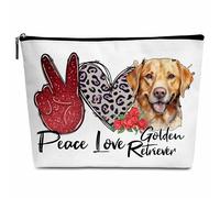 Bolsa de cosméticos para perros, bolsa de maquillaje Peace Love con cremallera para accesorios de neceser - A16-A25, Leopardo Golden Retriever, Leopardo Golden Retriever