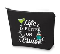 Bolsa de cosméticos para vacaciones de crucero Life is Better On A Cruise Bolsa de maquillaje con cremallera para vacaciones de verano, estuche de viaje para la playa, Crucero Bl