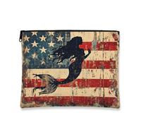 Bolsa de cosméticos patriótica, bolsa de viaje de maquillaje de sirena de fantasía vintage para mujer, organizador portátil de lona con cremallera, regalo de festival de verano, Varios colores, 7x9