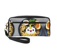 Bolsa de cosméticos pequeña con forma de huevera, fideos, ramen, portátil, bonita bolsa de maquillaje para mujer, bolsa organizadora de brochas de maquillaje, Black, Talla única, Neceser de maquillaje