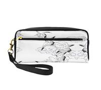 Bolsa de cosméticos pequeña con grulla japonesa, portátil, bonita bolsa de maquillaje de viaje para mujer, bolsa organizadora de brochas de maquillaje, Black, Talla única, Neceser de maquillaje