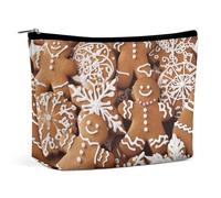 Bolsa de cosméticos pequeña, Elegante y espaciosa, con diseño de Pan de Jengibre, Bolsa portátil con Cremallera, Bolsa para lápiz Labial, Bolsa de Aseo de Viaje para Regalo de Mejor Amiga.