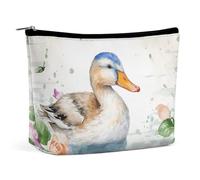 Bolsa de cosméticos pequeña, Elegante y espaciosa, con diseño de Pato de Acuarela, para Maquillaje, portátil, con Cremallera, para lápiz Labial, Neceser de Viaje, Mejor Amiga