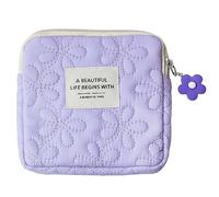 Bolsa de cosméticos pequeña para mujer, organizador de servilletas sanitarias, maquillaje, monedas, dinero, tarjetas, lápiz labial, almohadillas de lactancia, Purple