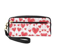 Bolsa de cosméticos pequeña romántica con corazón rojo, portátil, bonita bolsa de maquillaje de viaje para mujer, bolsa organizadora de brochas de maquillaje, NEGRO, One Size, Neceser de maquillaje