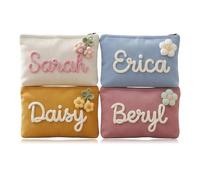 Bolsa De Cosméticos Personalizada con Nombre, Bolsa De Maquillaje Tejida Personalizado For Mujeres, Bag De Artículos De Tocador De Viaje, Lindo Organizador De Almacenamiento De Monedas