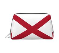 Bolsa de cosméticos portátil con bandera del estado de Alabama, bolsa de maquillaje de viaje, piel de PVC, con compartimentos, Silver, One Size