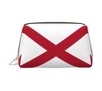Bolsa de cosméticos portátil con bandera del estado de Alabama, bolsa de maquillaje de viaje, piel de PVC, con compartimentos, Gold, One Size