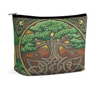 Bolsa de cosméticos portátil con diseño de árbol de la vida celta de la mitología nórdica vikinga, bolsa de almacenamiento multifunción de PU, bolsa de maquillaje, organizador de papelería con cremall