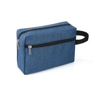 Bolsa de cosméticos portátil de doble capa para mujeres y hombres, multifunción, bolsa digital de tela, bolsa de almacenamiento de viaje, bolsa de aseo para teléfono, azul oscuro, Talla única