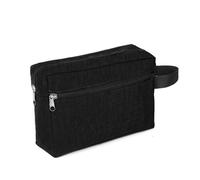Bolsa de cosméticos portátil de doble capa para mujeres y hombres, multifunción, bolsa digital de tela, bolsa de almacenamiento de viaje, bolsa de aseo para teléfono, Black, Talla única