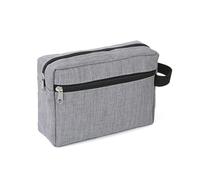 Bolsa de cosméticos portátil de doble capa para mujeres y hombres, multifunción, bolsa digital de tela, bolsa de almacenamiento de viaje, bolsa de aseo para teléfono, gris, Talla única