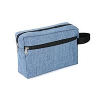 Bolsa de cosméticos portátil de doble capa para mujeres y hombres, multifunción, bolsa digital de tela, bolsa de almacenamiento de viaje, bolsa de aseo para teléfono, azul celeste, Talla única
