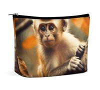 Bolsa de cosméticos portátil pequeña, Bonita Bolsa de Maquillaje de Viaje con diseño de Mono en un árbol, Bolsa de Aseo Impermeable para Mujer