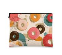 Bolsa de cosméticos retro, arte geométrico abstracto, bolsa de lona con cremallera para mujer, organizador pequeño portátil para artículos de tocador y artículos esenciales para el cuidado de la piel