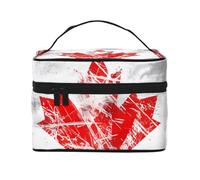 Bolsa de cosméticos retro con la bandera de Canadá. Neceser estampado para mujer, organizador grande para artículos de aseo personal para viajes