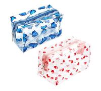 Bolsa De Cosméticos Transparente De 2 Piezas, Bolsa De Cosméticos De Viaje, Bolsa De Cosméticos De PVC Portátil, Bolsa De Almacenamiento De Gran Capacidad, Bolsa De Cosméticos Impresa Linda