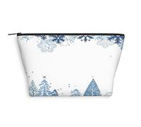 Bolsa de cosméticos trapezoidal con estampado geométrico 2023 para mujer, patrón tradicional cultural, espaciosas bolsas de maquillaje de viaje, resistentes al agua, organizador de accesorios, azul