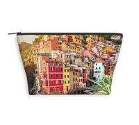 Bolsa de cosméticos trapezoidal con estampado geométrico 2023 para mujer, patrón tradicional cultural, espaciosas bolsas de maquillaje de viaje, resistentes al agua, organizador de accesorios, azul
