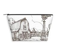 Bolsa de cosméticos trapezoidal con estampado geométrico 2023 para mujer, patrón tradicional cultural, espaciosas bolsas de maquillaje de viaje, resistentes al agua, organizador de accesorios, azul