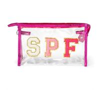 Bolsa de Cosméticos Viaje Preppy Patch SPF Varsity Letter Cosmetic Toiletry Bag For Women Aesthetic Waterproof Felt Material Organizer Zipper Clutch Purse(Color:DO-E10120P)