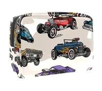 Bolsa de cosméticos vintage American Muscle Cars para mujer, bolsas de aseo de viaje, bolsa grande de PVC para maquillaje, práctica bolsa organizadora con cremallera, multicolor,