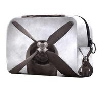 Bolsa de cosméticos vintage con hélice de avión de guerra para mujer, neceser de viaje, bolsa organizadora de maquillaje grande con cremallera, multicolor, 18.5x7.5x13cm/7.3x3x5.1in, Neceser