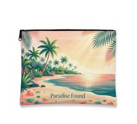 Bolsa de cosméticos vintage tropical, bolsa de maquillaje con diseño de playa Paradise Found para mujer, organizador de viaje portátil con cremallera, estuche de aseo de verano para el cuidado de la