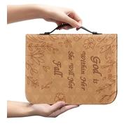Bolsa de cubierta de Biblia - Bolsa de libro portátil con asa - Funda protectora de la Biblia de piel sintética Amateur de lectura, niño y niña, funda de protección manual, bolsa de almacenamiento de
