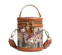 Bolsa de cubo genérica para mujer pequeña bolsa ligera de cuero PU oso ajustable, marrón, Se référer au descriptif