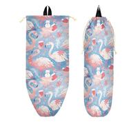 Bolsa de cuerda con bolsillos con cremallera para adultos, fiesta, senderismo, patrón de Navidad con flamenco rubor