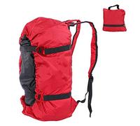 Bolsa de Cuerda Escalada Impermeable Plegable, Bolsa de Transporte para Cuerdas de Escalada, Funda Repelente al Agua con Malla Transparente y Correas Acolchadas, (Rojo)
