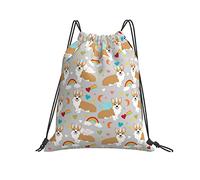 Bolsa De Cuerdas 36x42cm, Lindo Caballo Corgi Mochilas Escolares Cómodo Adolescentes Mujer Hombre Bolsas De Cuerdas, para Compras, Playa, Adolescentes