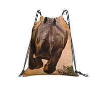 Bolsa De Cuerdas 36x42cm, Rinoceronte White Saco De Gimnasio Ajustable Gran Capacidad Mujer Hombre Bolsas De Cuerdas, para Compras, Adolescentes, Niños
