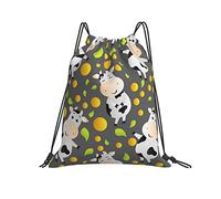 Bolsa De Cuerdas 36x42cm, Vaca Linda De Dibujos Animados Mochilas Escolares Ajustable Impermeable Mochila Saco Tela Unisex, para Compras, Adolescentes, Playa