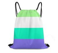 Bolsa De Cuerdas Bandera del Orgullo LGBT Sin Etiqueta De Género Mochilas Escolares Cómodo Impermeable Mochila Saco Tela Unisex, para Compras, Playa, De Senderismo, 36x42cm