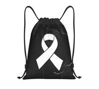 Bolsa De Cuerdas Cinta Blanca para La Concientización sobre El Cáncer De Pulmón Mochilas Escolares Cómodo Adolescentes Bolsa De Tela, para Compras, Niños, Playa, 36x42cm