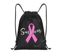 Bolsa De Cuerdas Concienciación sobre El Cáncer De Mama para Supervivientes Mochilas Escolares Ajustable Cómodo Bolsa Cuerdas Mujer, para Playa, Compras, Estudiantes, 36x42cm