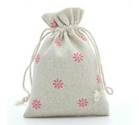 bolsa de cuerdas de algodón, Bolsas de algodón con cordón for guardar dulces, joyas, multicolor, varios tamaños, 50 unidades(Pink Daisy,13x18cm)